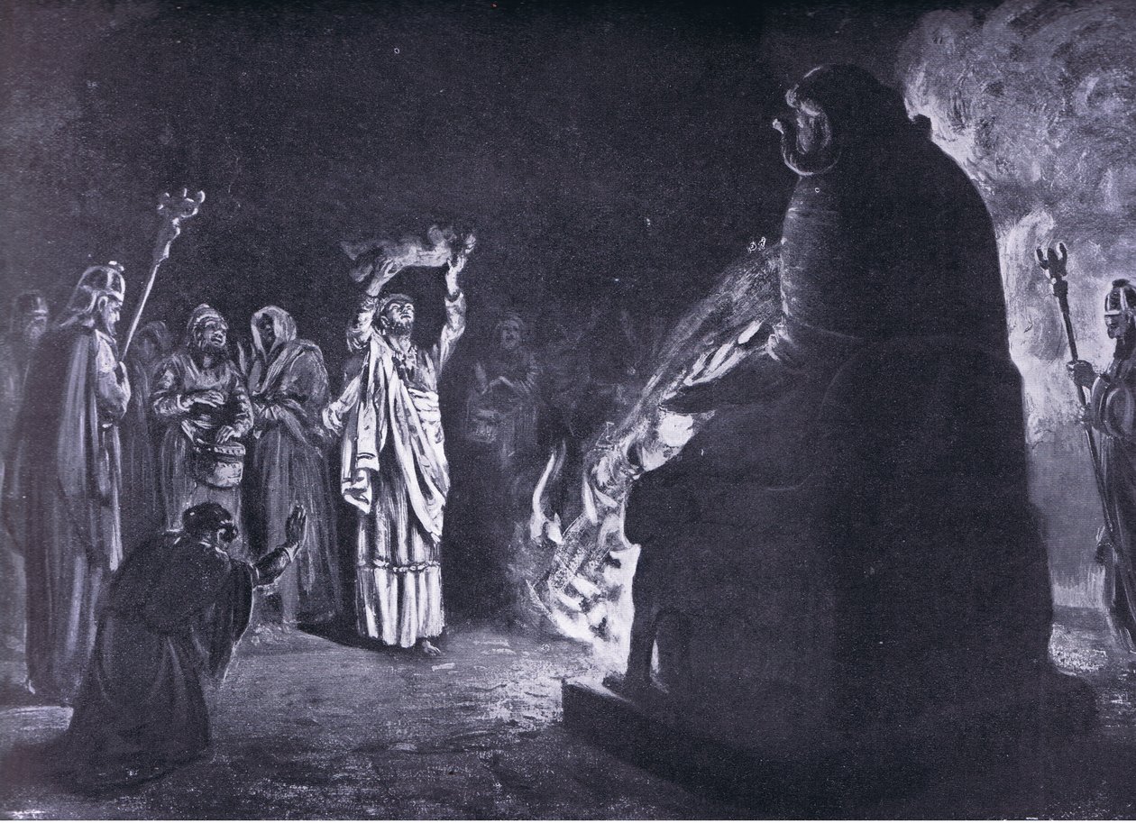 Sacrifice phénicien à Moloch (lithographie) - Margaret Dovaston