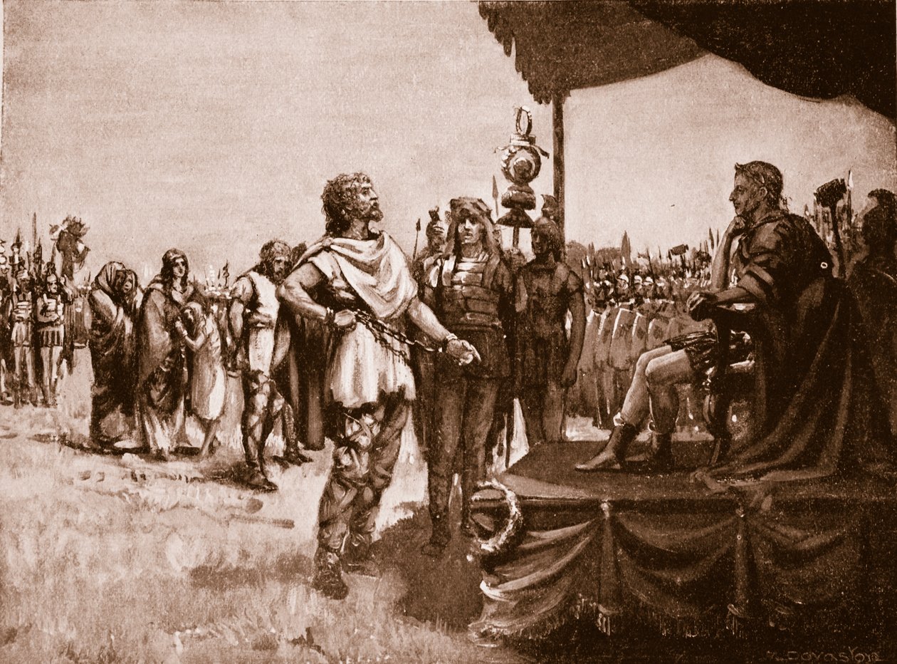 Caractacus before Claudius, illustration tirée de "Hutchinson