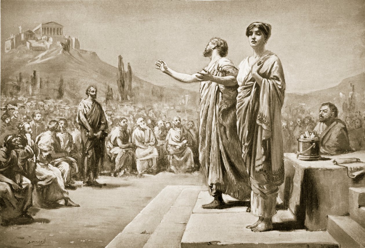 Périclès plaidant pour Aspasie, illustration tirée de "Hutchinson