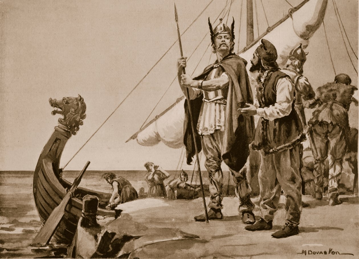 Départ de Rurik pour le pays des Slaves, 862 (lithographie) - Margaret Dovaston