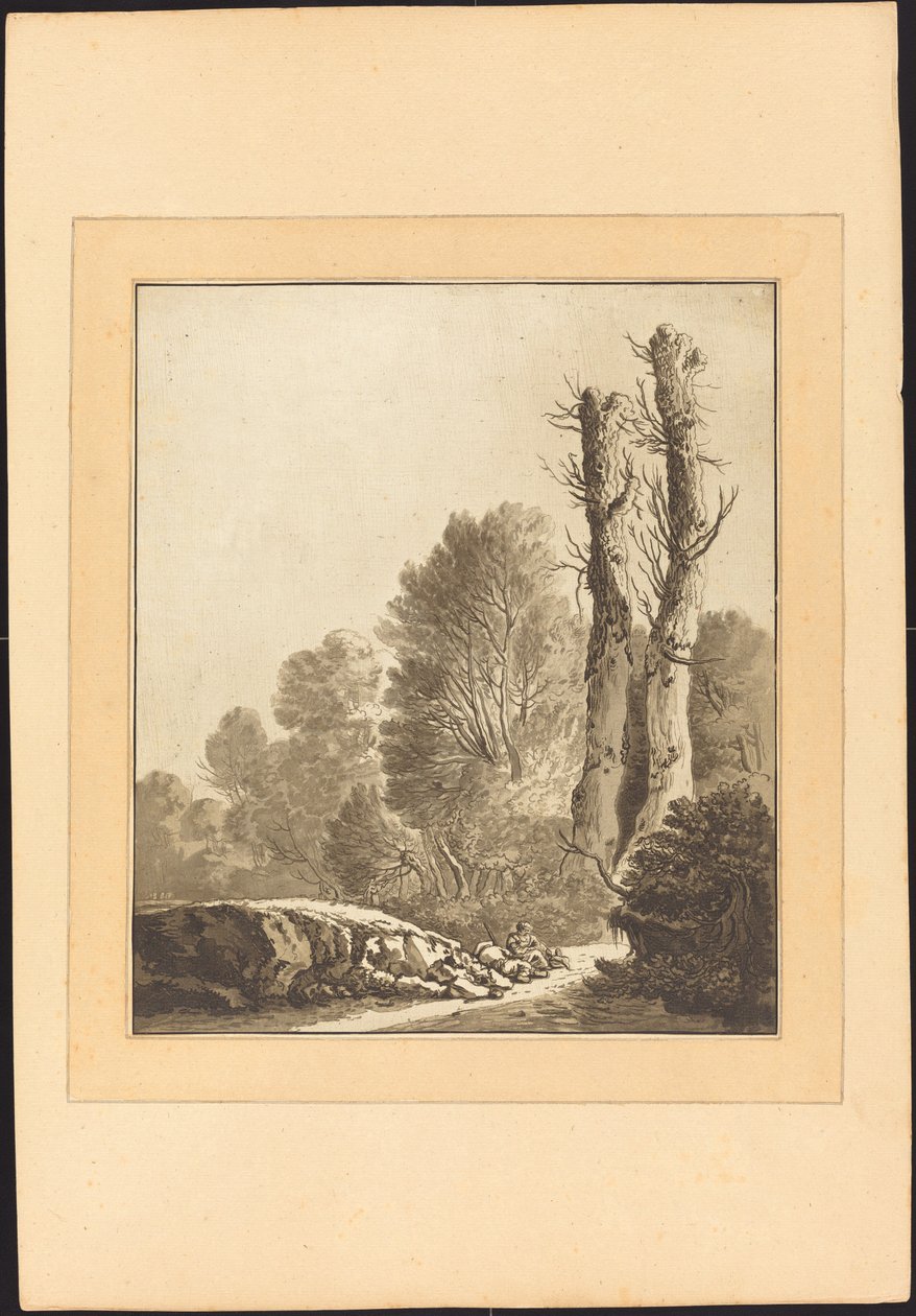 Paysage avec deux arbres - Maria Catharina Prestel after Herman Saftleven