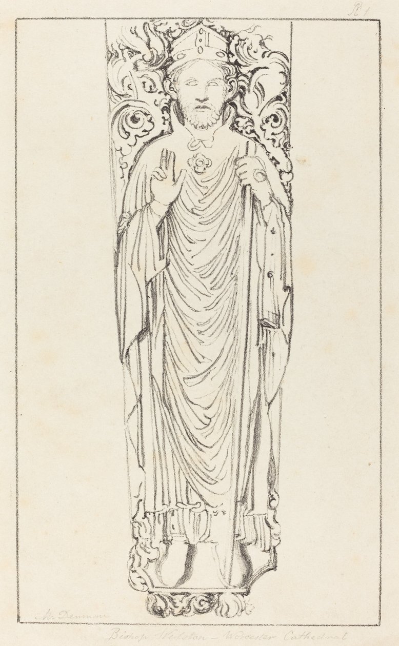 Évêque Wulstan, dans la cathédrale de Worcester - Maria Denman after John Flaxman