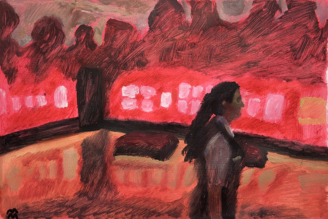 Chambre Cramoisie, 2019 (oil on paper) - Maria Magenta