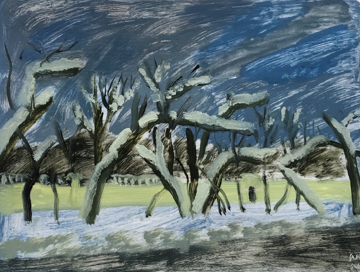 Hiver russe, 2019 (huile sur papier) - Maria Magenta