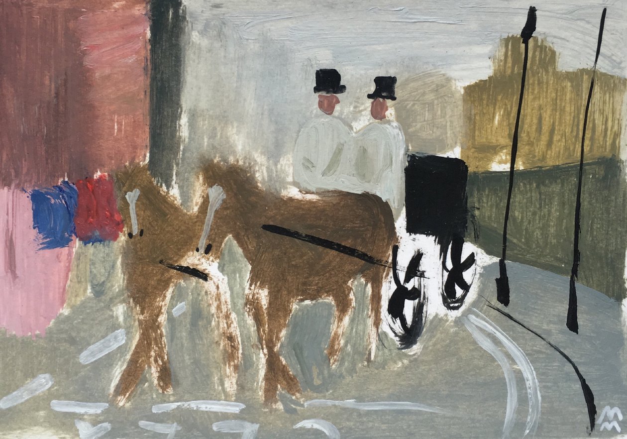 Victoria Street à Londres, 2019 (huile sur papier) - Maria Magenta