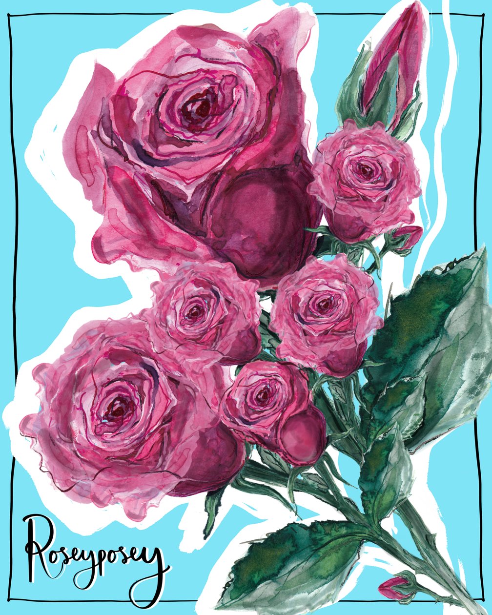Rosey Posey, 2019 (aquarelle, encre, numérique) - Marianna Kulukundis