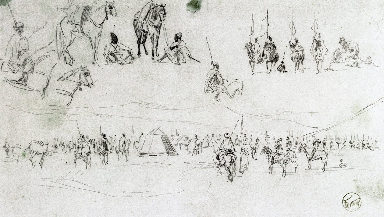 Paysage avec militaires espagnols et Maures - Mariano Fortuny y Marsal