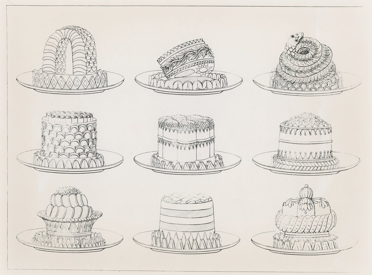 Dessins pour tartes et gâteaux par Antoine Carême - Marie Antoine Careme