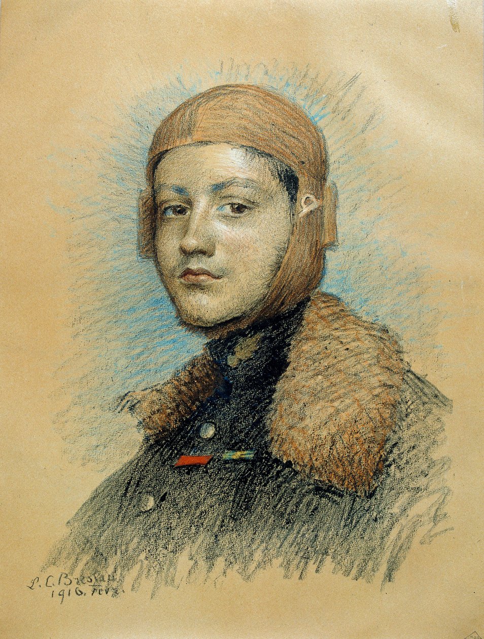 Portrait de Georges Guynemer (1894-1917), pilote de guerre français. Dessin de février 1916. Dessin de Marie Louise Catherine Breslau (1856-1928) - Marie Louise Catherine Breslau