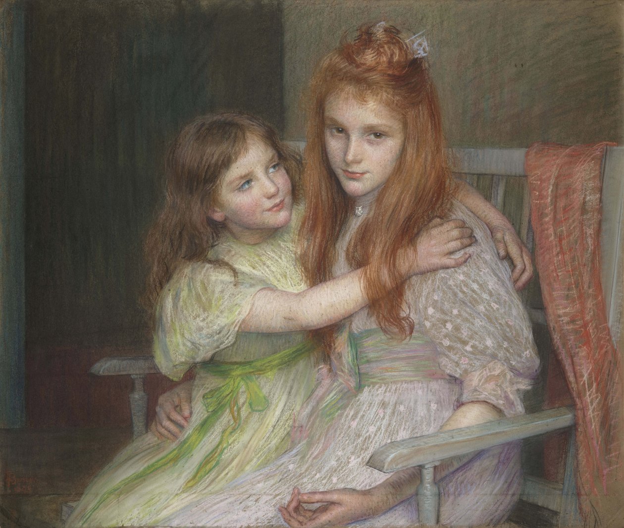 Deux filles assises sur un banc - Marie Louise Catherine Breslau