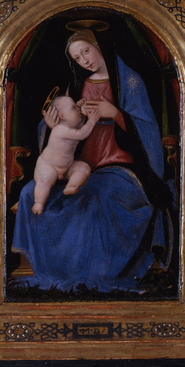 Triptyque, panneau central : Marie lactans en majesté, 1500 - Mariotto Albertinelli