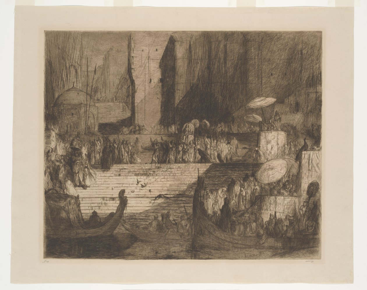 Un enterrement au Gange - Marius Bauer (signed by artist)