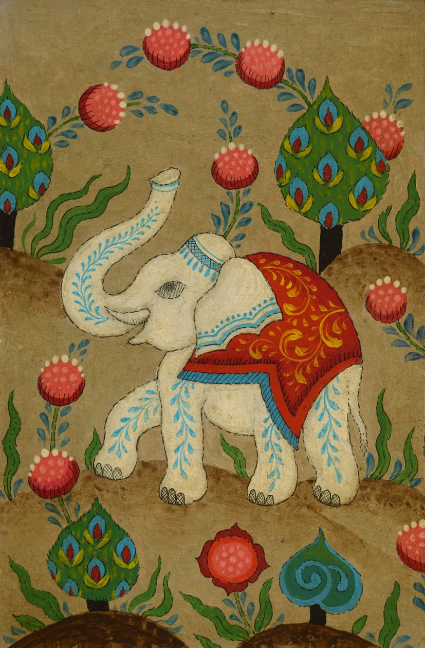Éléphant Puja, 2024 (acrylique et encre sur carton) - Mark Briscoe