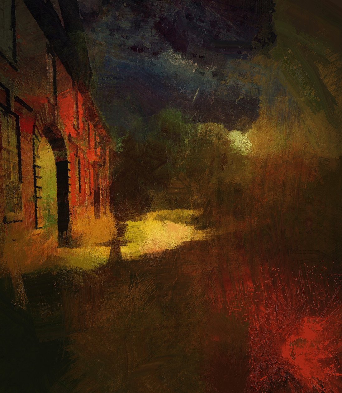 Abbaye de Calke et pluie de météorites (mixed media) - Mark Gordon