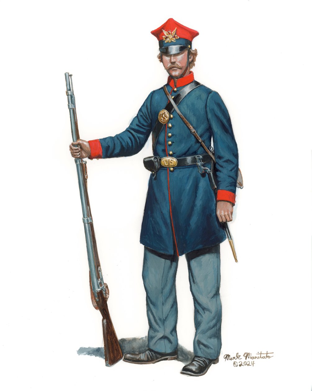 31st New York Infantry Company C, The Polish Legion, 2024 (aquarelle et gouache sur bristol) - Mark Maritato