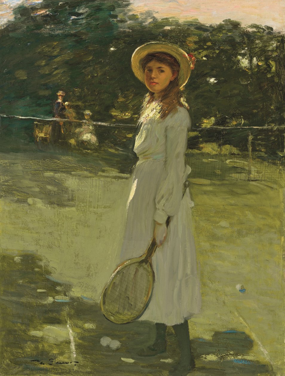 Le joueur de tennis (huile sur toile) - Mark Senior