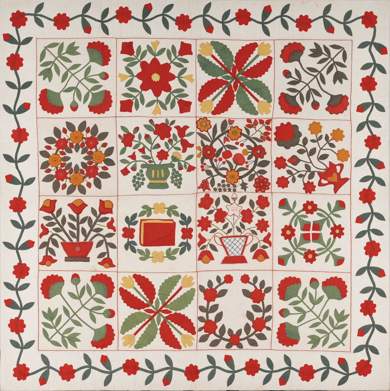 "Album Quilt", Baltimore, Maryland, vers 1861 - Martha E. Keech