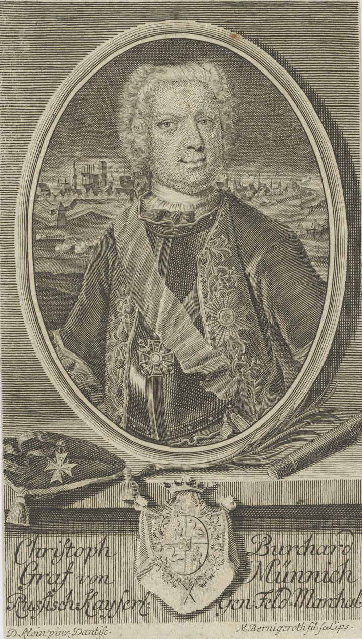Portrait du comte Burkhard Christoph von Münnich 1683-1767, vers 1730 - Martin Bernigeroth