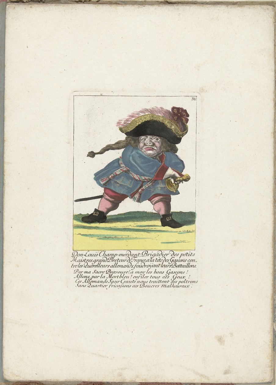 Le nain français Don Luis Champ-merdant, vers 1710 (Il Callotto resurcitato oder Neu eingerichtes Zwerchen Cabinet) - Martin Engelbrecht (attributed to)