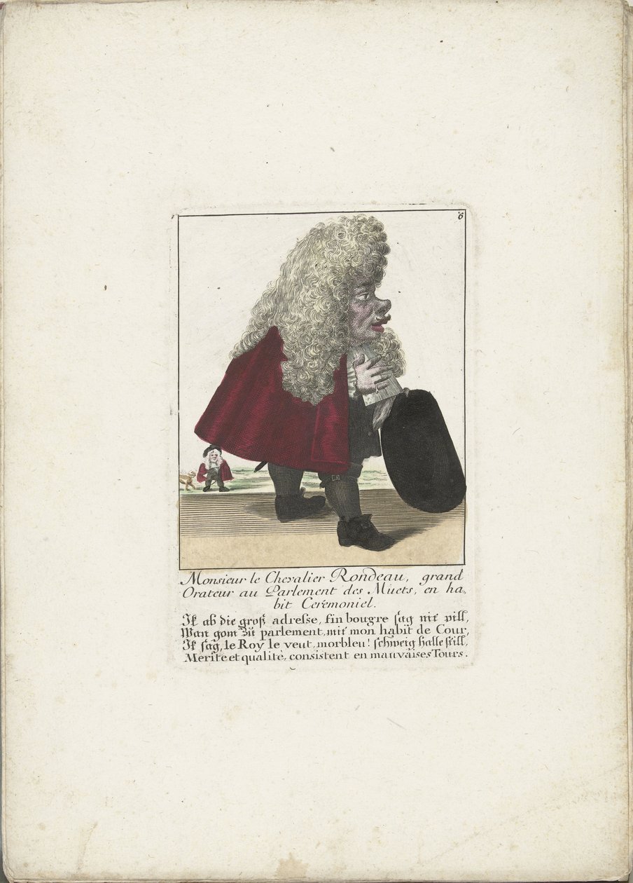 Le nain Chevalier Rondeau en tant que membre du parlement, vers 1710 - Martin Engelbrecht (attributed to)