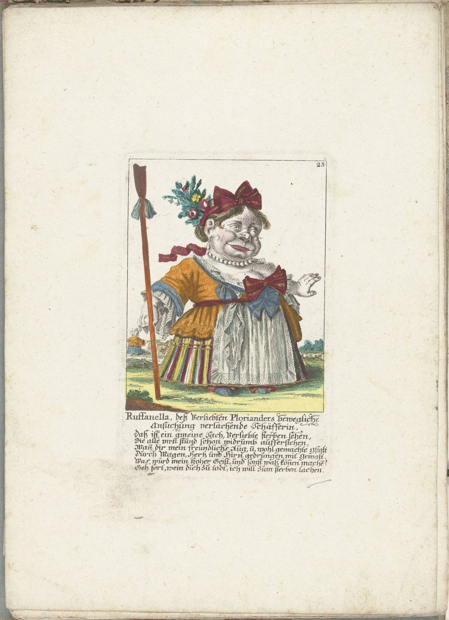 La naine Ruffanella en bergère, ca. 1710 (série: Il Callotto resurcitato ou Nouveau cabinet des nains) - Martin Engelbrecht (attributed to)