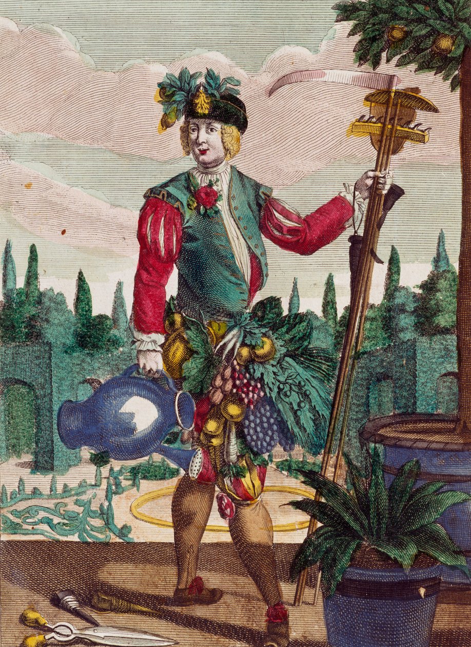 Jardinier, gravure de Assemblage des nouveaux manouvriers habillés par Martin Engelbrecht (1684-1756), Allemagne - Martin Engelbrecht