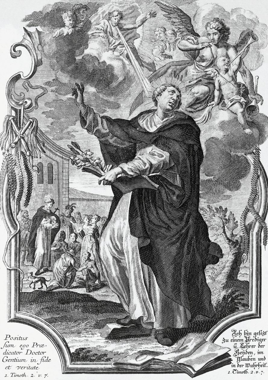 Vincent Ferrier (1350-1419), dominicain espagnol, gravure de Martin Engelbrecht (1684-1756) - Martin Engelbrecht