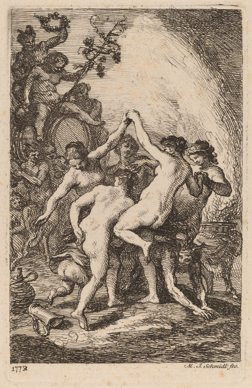 Le triomphe de Bacchus avec des nymphes dansantes - Martin Johann Schmidt