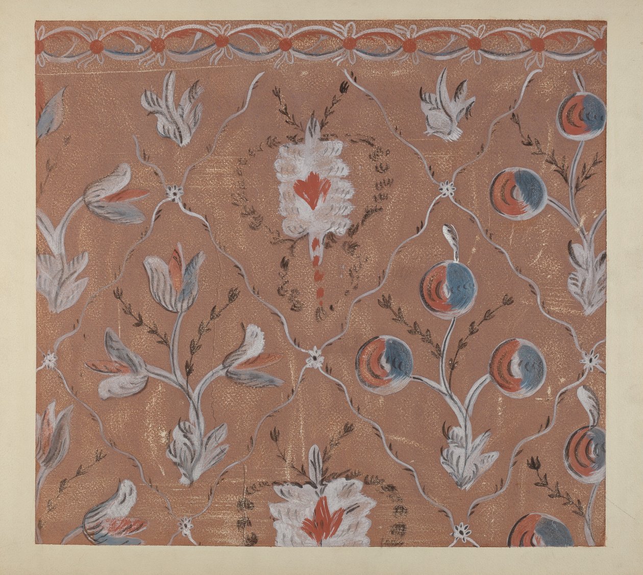 Détail de mur peint à la main, c. 1939 - Martin Partyka