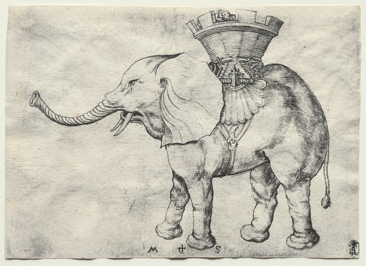 Un éléphant avec howdah, vers 1485 - Martin Schongauer
