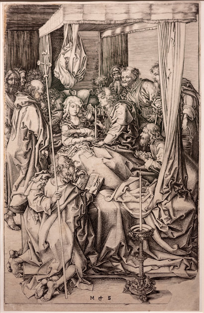 Gravure sur papier. La Mort de la Vierge. Martin Schongauer. Ca 1470-1491 - Martin Schongauer