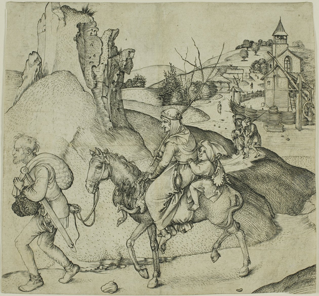 Famille de paysans se rendant au marché - Martin Schongauer