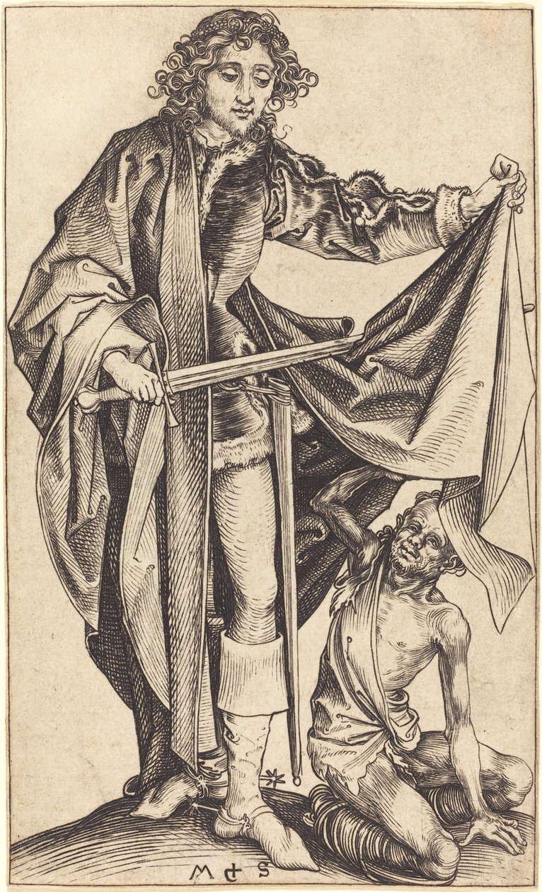 Saint Martin partageant son manteau - Martin Schongauer