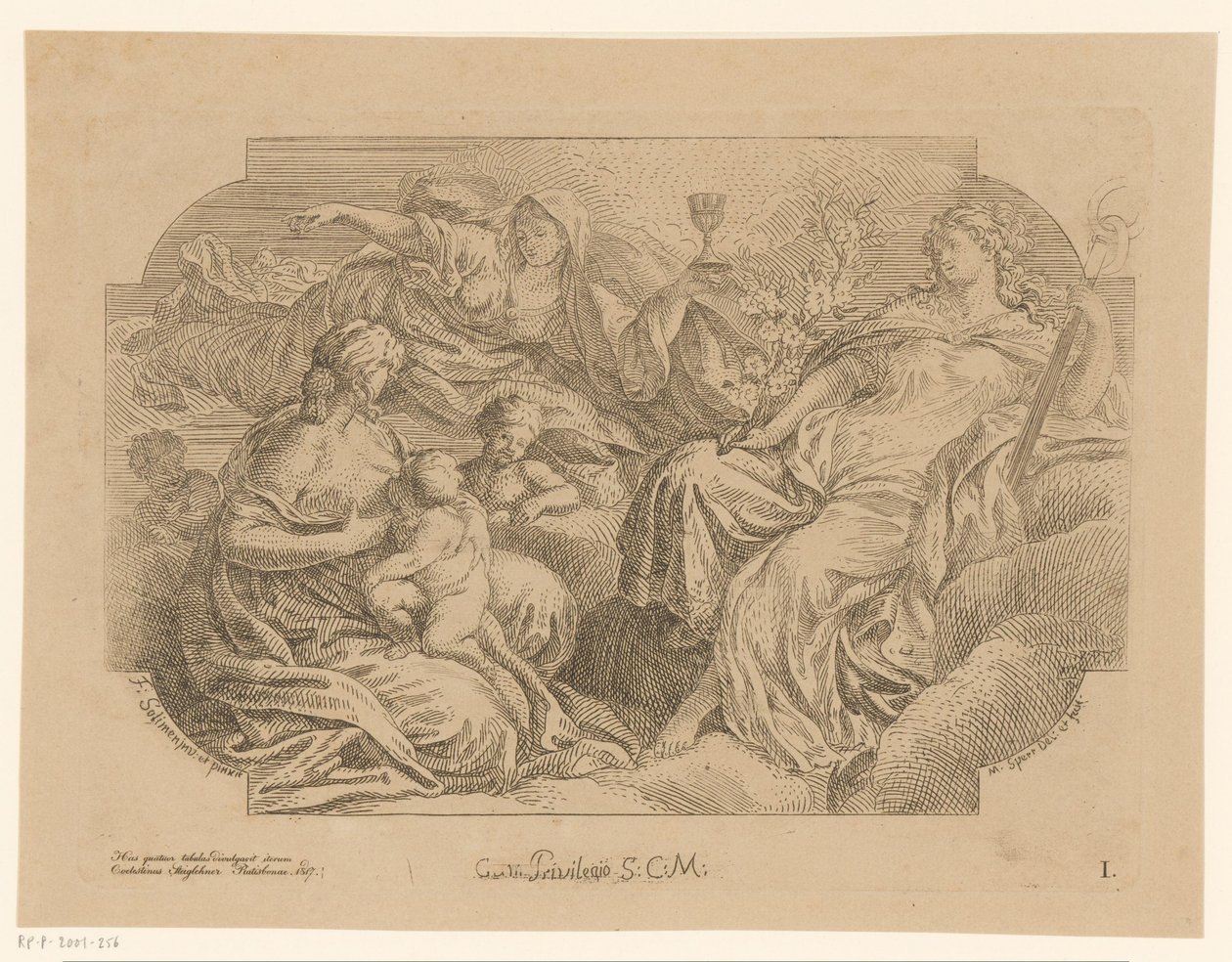 Personnifications féminines de trois vertus divines (Plafond de la Sacrestia di Solimena) - Martin Speer