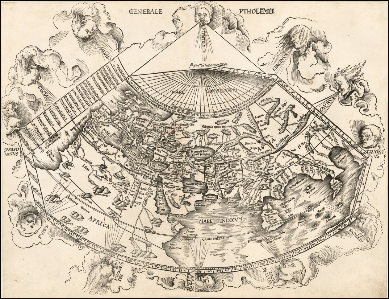 Carte du monde ptolémaïque de 1513 par Martin Waldseemüller - Martin Waldseemuller