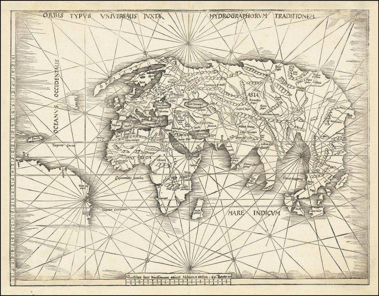 1513 map - Orbis Typus Universalis Iuxta Hydrographorum Traditionem - Martin Waldseemuller