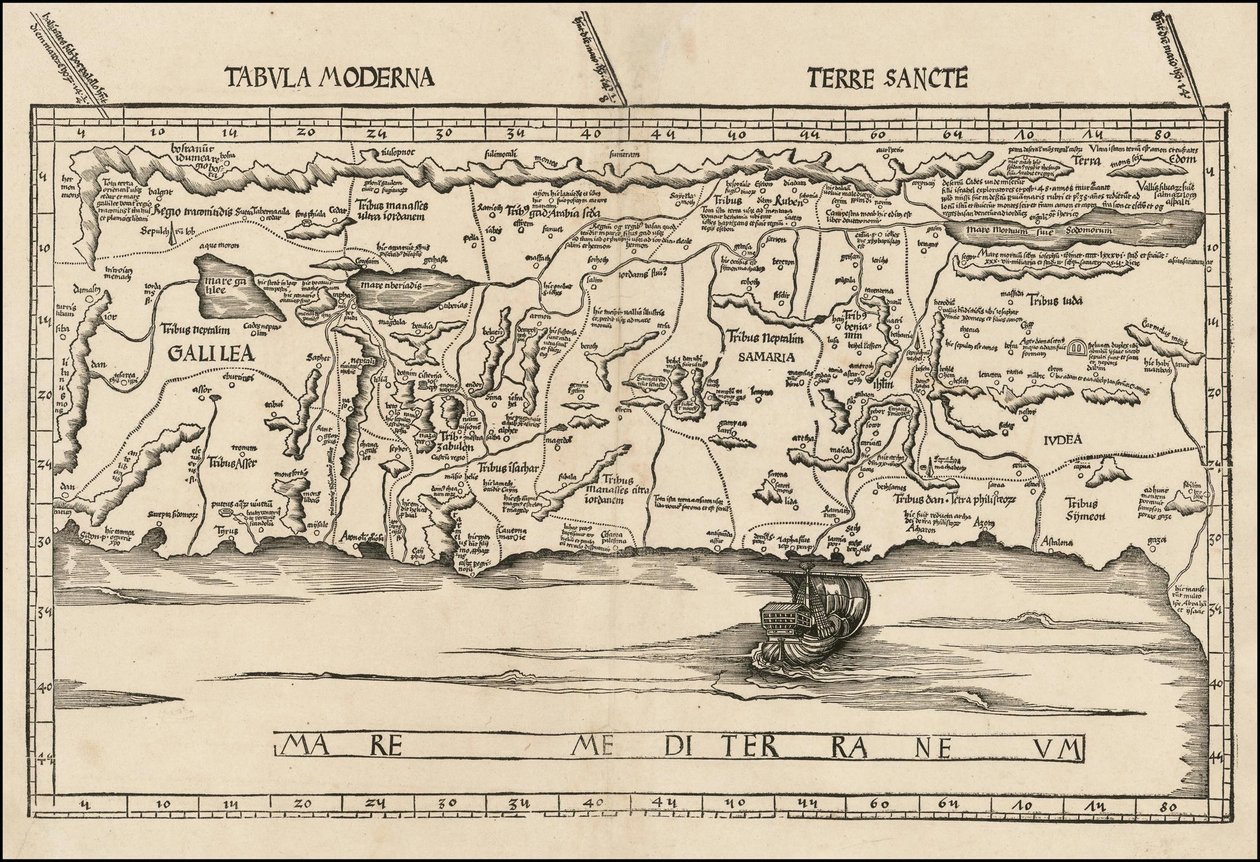 Carte de la Palestine de 1513 par Martin Waldseemüller - Martin Waldseemuller