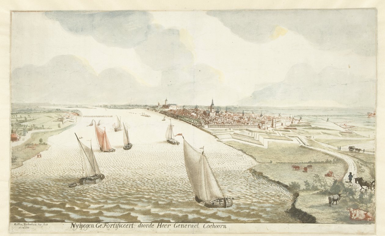 Vue des fortifications de Nimègue sur la Waal - Martinus Berkenboom