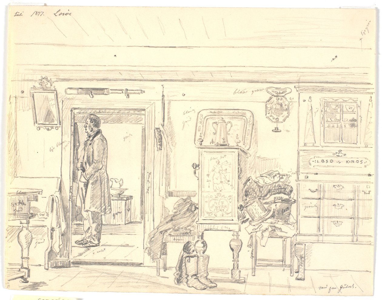 Maison paysanne avec homme debout, Læsø - Martinus Rørbye