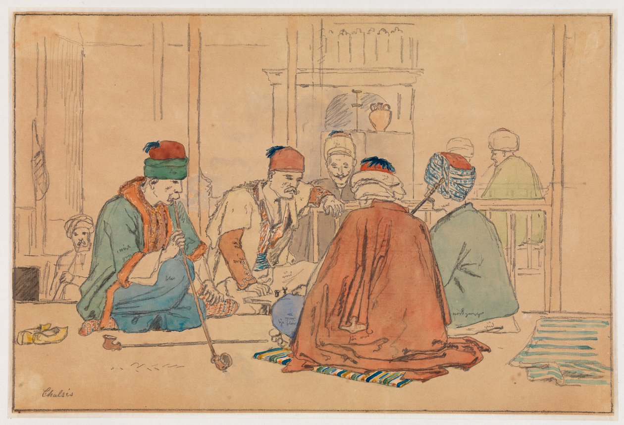 Intérieur de café avec hommes fumant la pipe - Martinus Rørbye