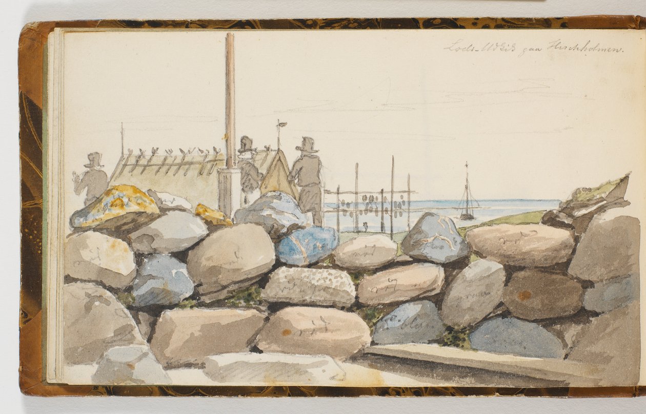 Paysage côtier avec de gros rochers au premier plan - Martinus Rørbye
