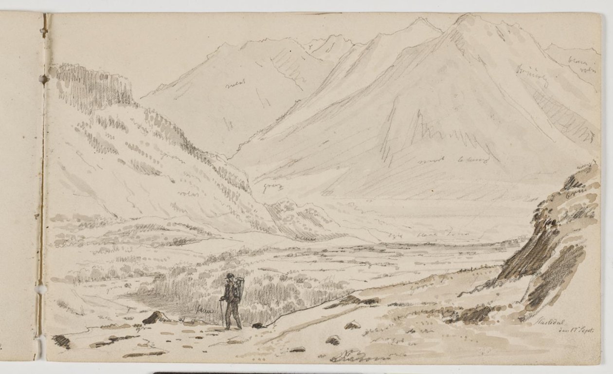 Paysage de montagne avec randonneur - Martinus Rørbye