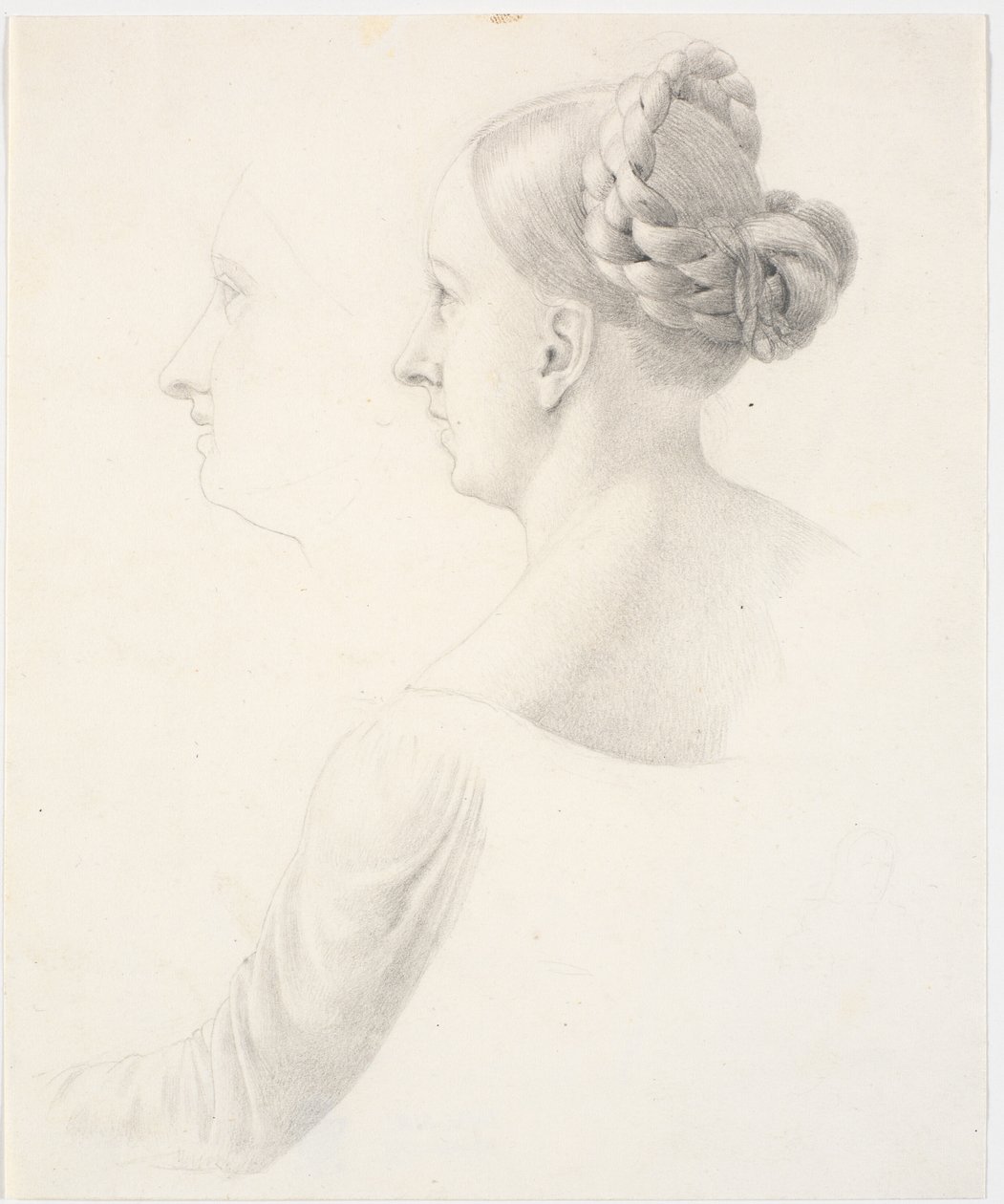Tête de femme de profil à gauche, épaules et bras gauche - Martinus Rørbye
