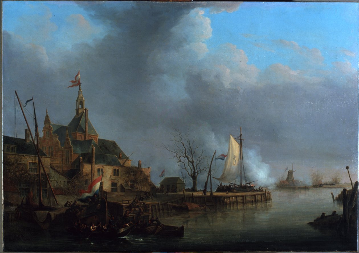 Néerlandais : Le bombardement de Dordrecht par les Français le 24 novembre 1813 - Martinus Schouman