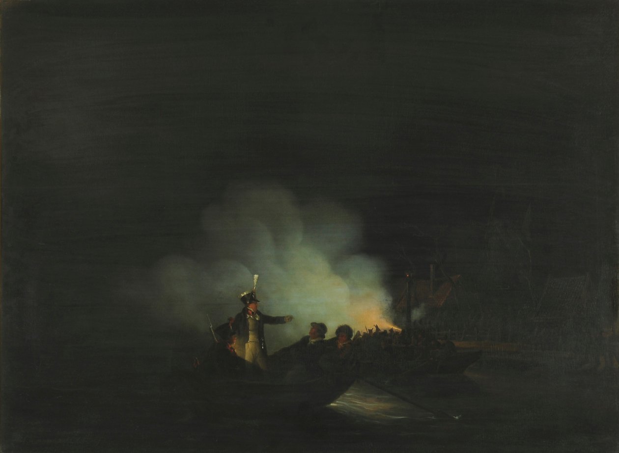 Néerlandais : Le passage de Matthijs Beelaerts, commandant de la Garde nationale, à Papendrecht dans la nuit du 22 novembre 1813 - Martinus Schouman