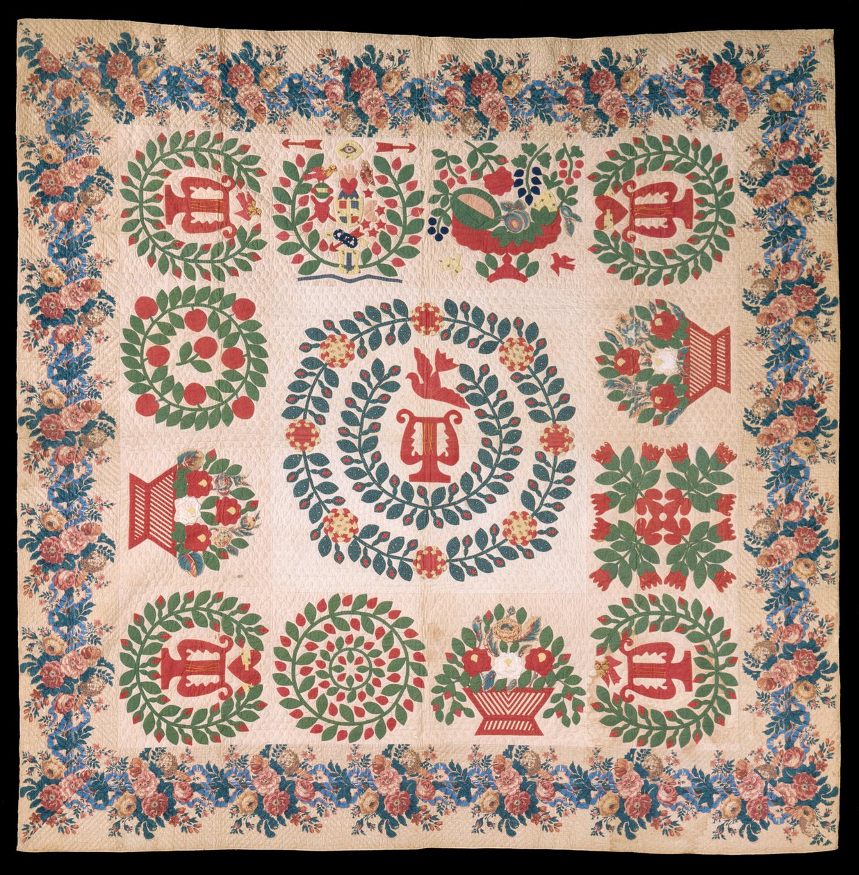 Couverture en appliqué Odd Fellows Album, vers 1850 - Mary Ann McCue