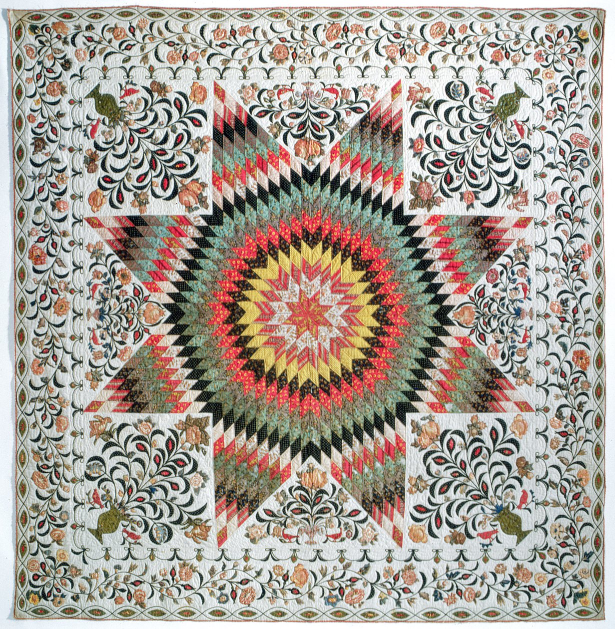 Courtepointe appliquée Étoile de Bethléem ou Soleil Levant de New York, vers 1830-50 - Mary Totten