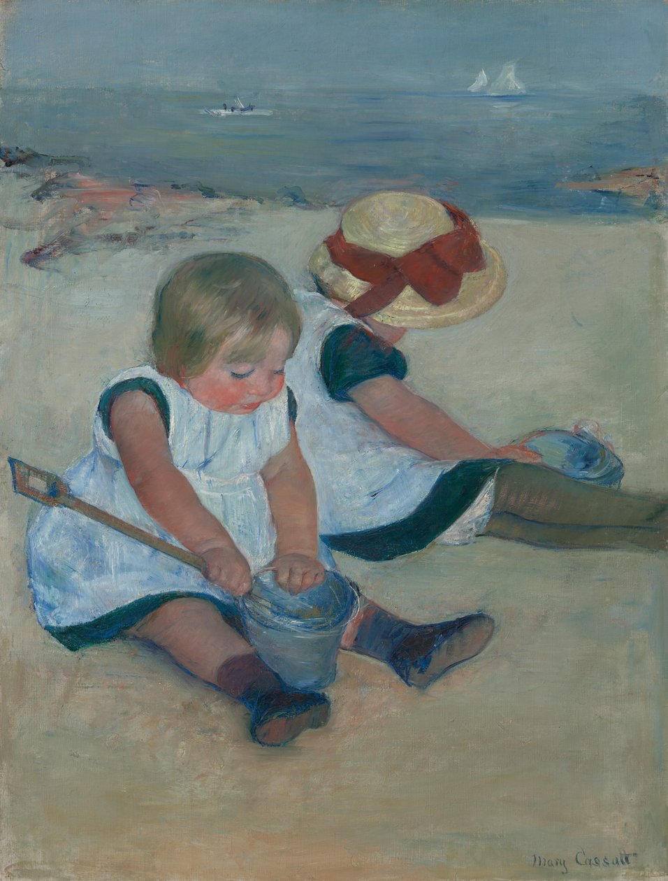 Des enfants qui jouent sur la plage - Mary Cassatt