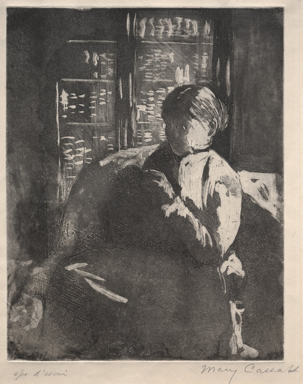 Tricot dans la bibliothèque, vers 1881 - Mary Cassatt