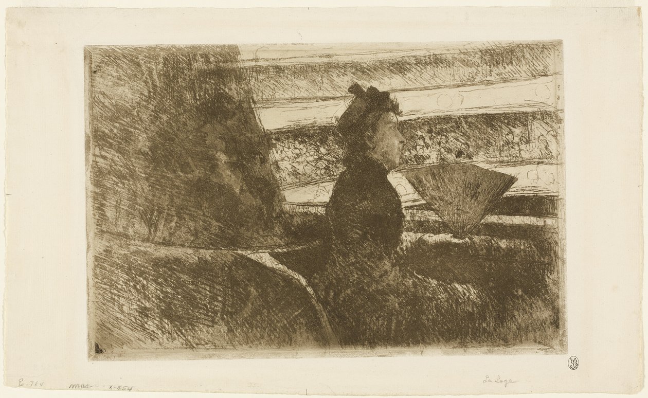Dame en noir, dans une loge, face à droite - Mary Cassatt